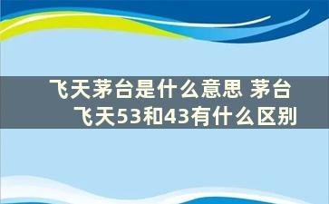 飞天茅台是什么意思 茅台飞天53和43有什么区别